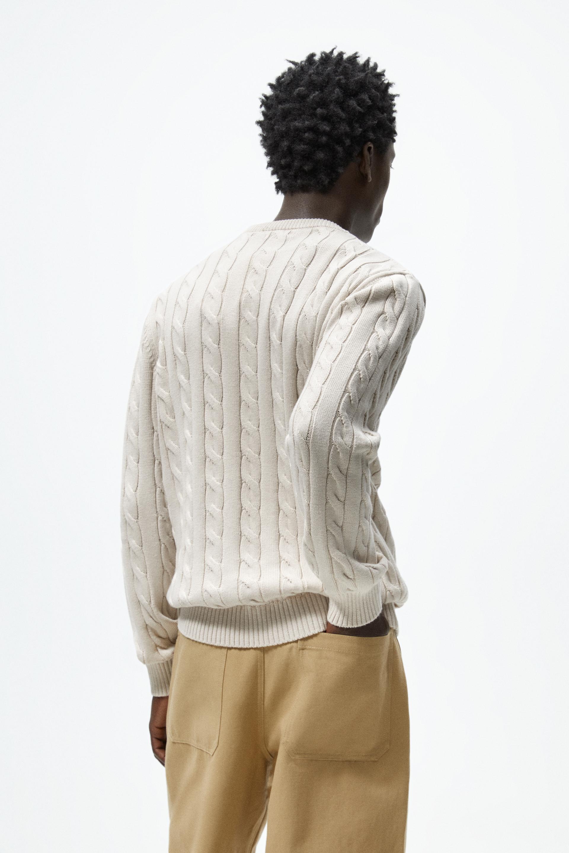 CABLE-KNIT TEXTURED SWEATER - Ecru 