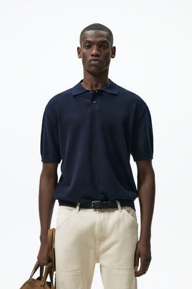 Image 0 of TEXTURED KNIT POLO SHIRT from Zara