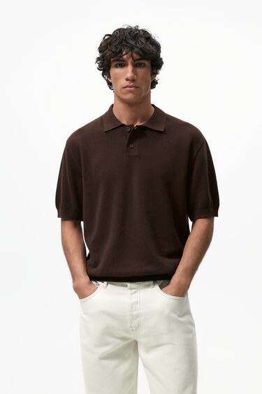 Image 0 of TEXTURED KNIT POLO SHIRT from Zara