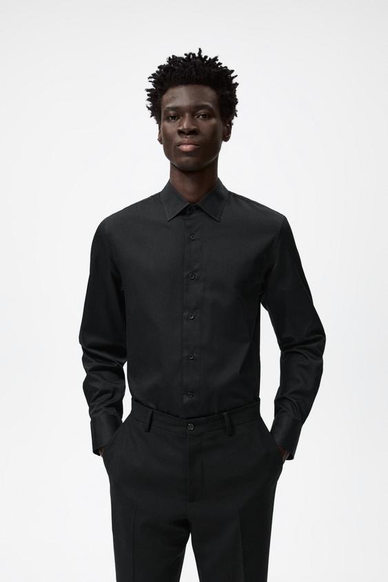 スリムフィットシャツ ブラック Zara Japan 日本 スリムフィットシャツ ブラック Zara Japan 日本