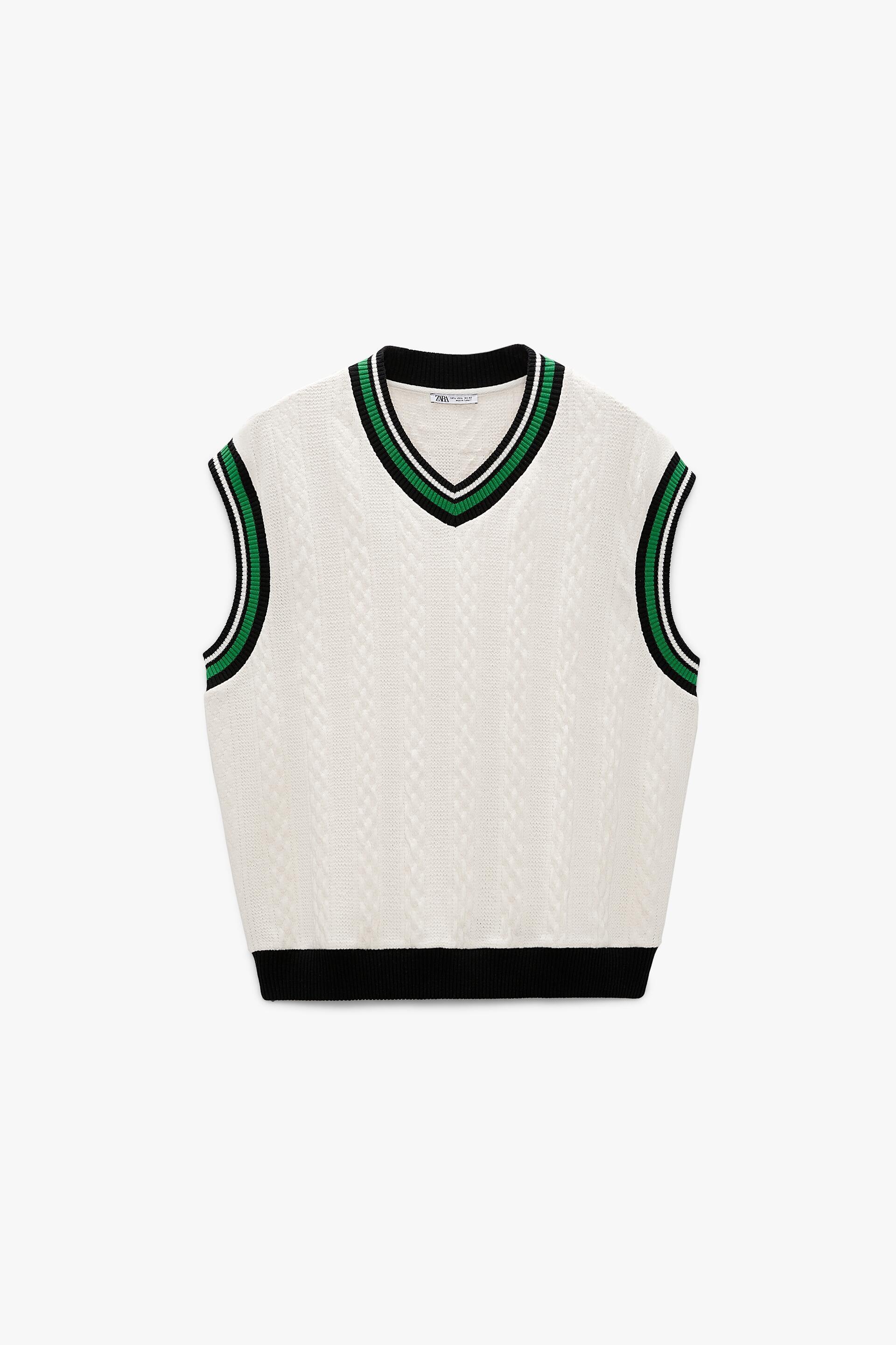 CONTRASTING RIB VEST - Oyster White 