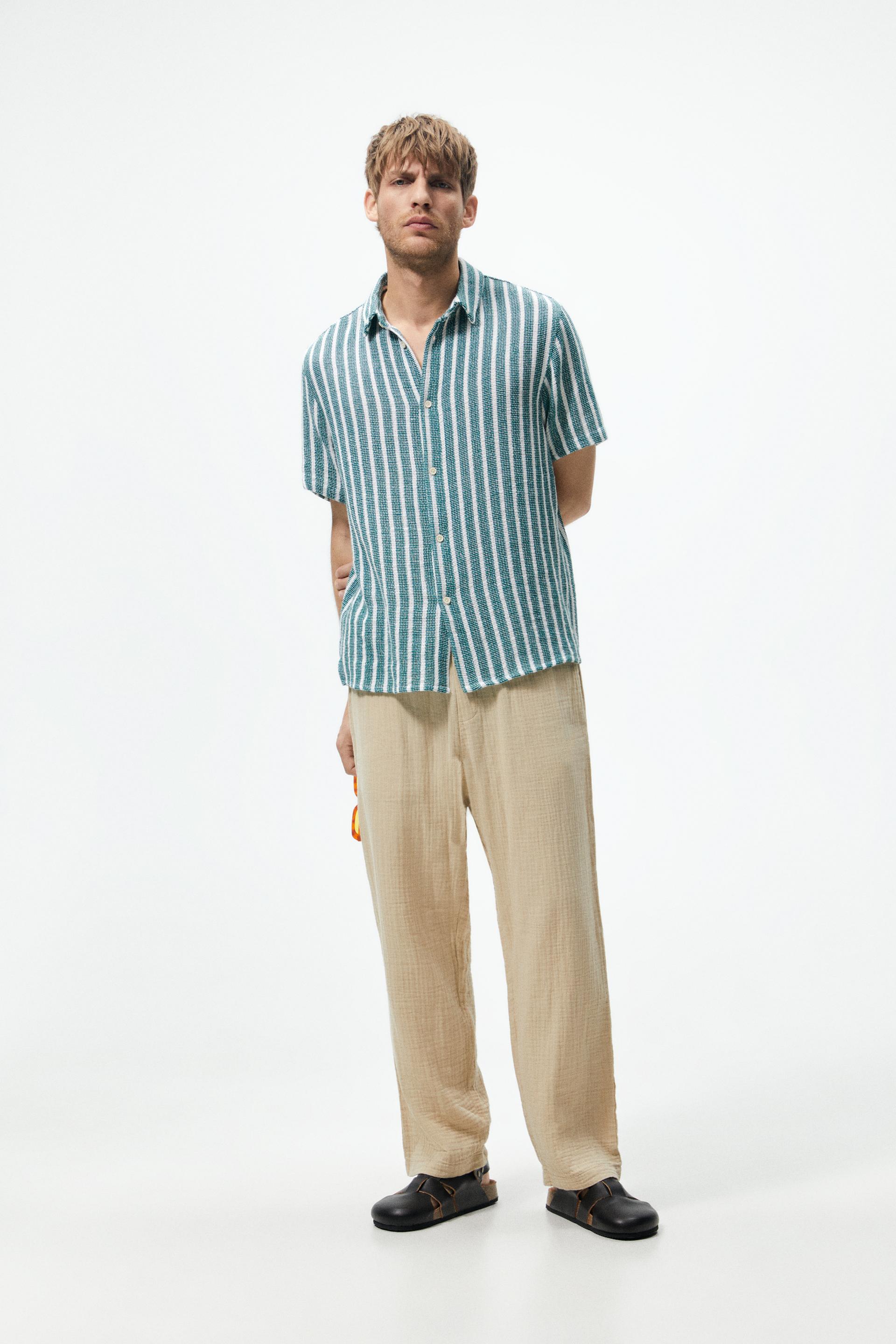 Zara green striped shirt clearance