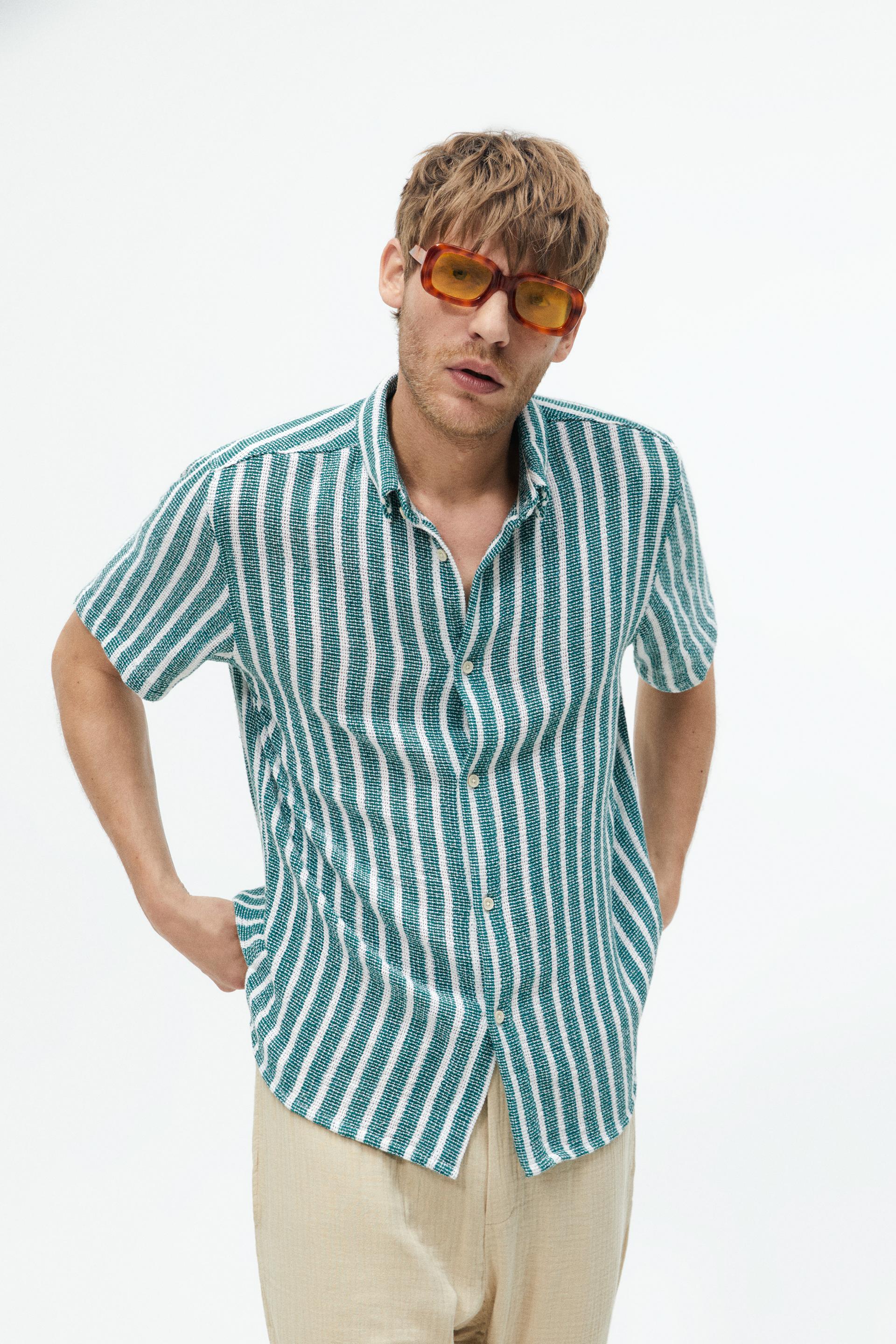 Zara green striped top clearance