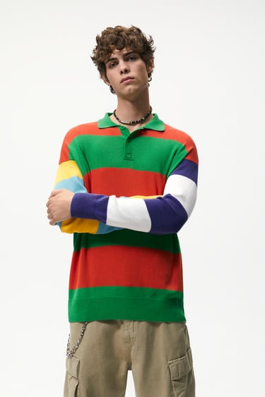 Image 0 of STRIPED KNIT POLO SHIRT from Zara
