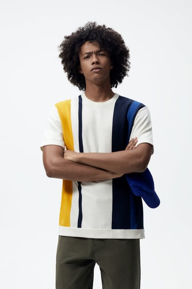 Image 0 of VERTICAL STRIPE KNIT T-SHIRT from Zara