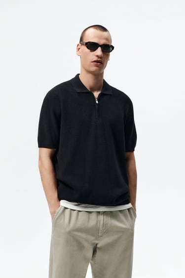 Image 0 of ZIPPERED KNIT POLO from Zara