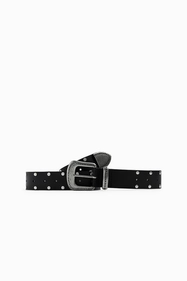 Image 0 of STUDDED LEATHER BELT from Zara