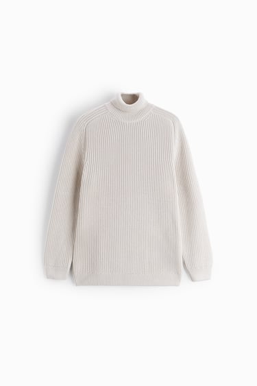 PURL KNIT HIGH NECK SWEATER