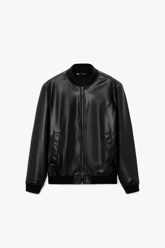 zara.com | Faux leather bomber jacket