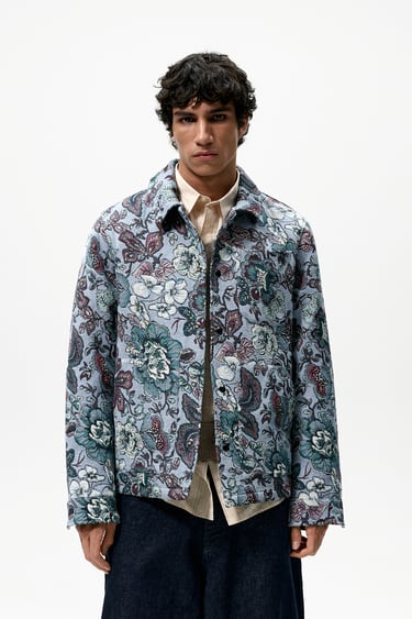Image 0 of FLORAL JACQUARD JACKET from Zara