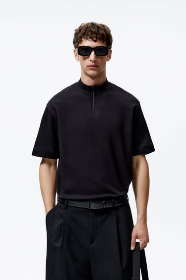 Image 0 of HIGH NECK T-SHIRT WITH ZIP from Zara