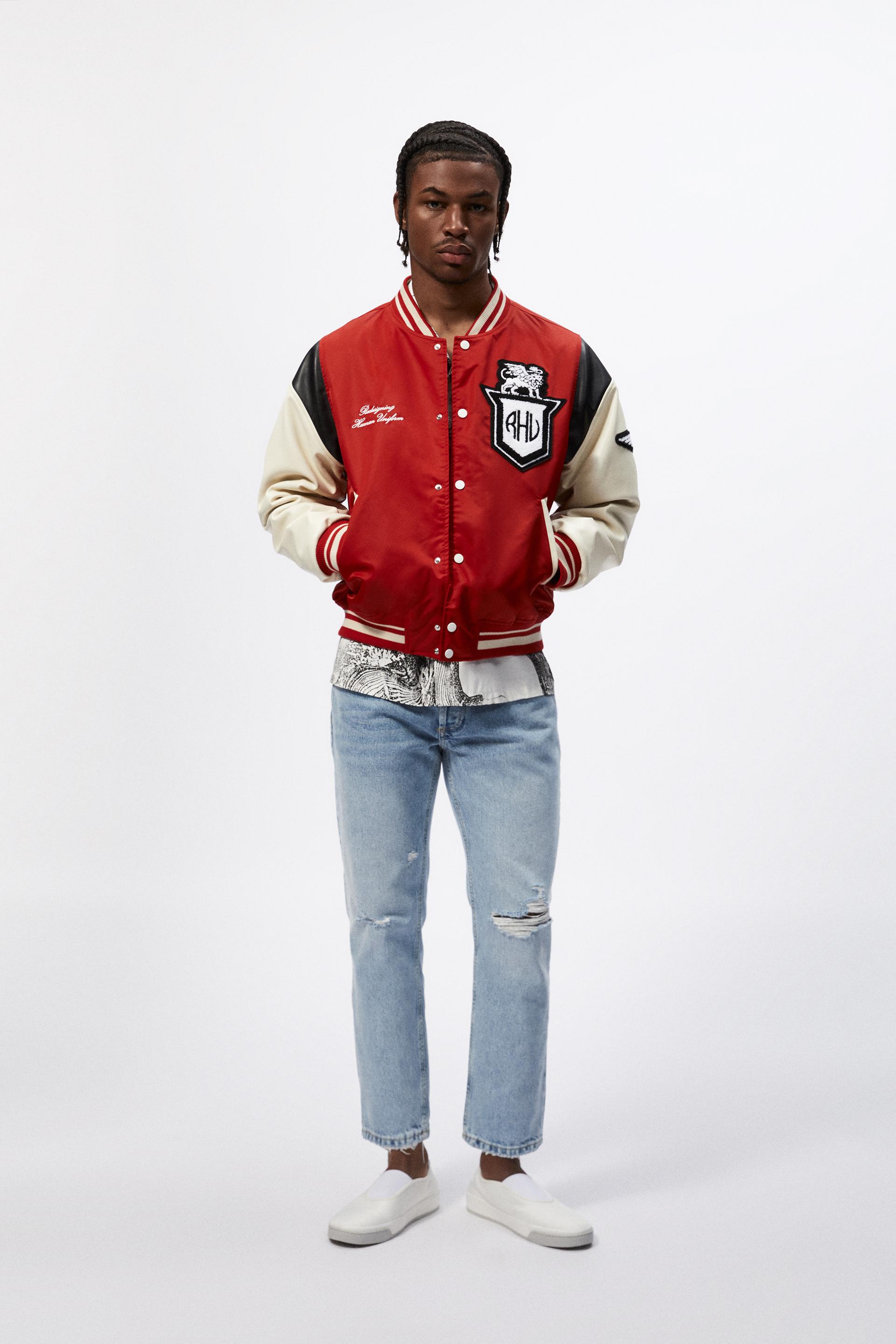 Zara red varsity jacket Clearance