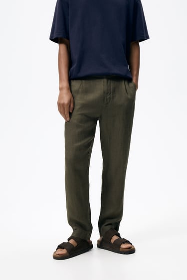 Image 0 of 100% LINEN PANTS from Zara