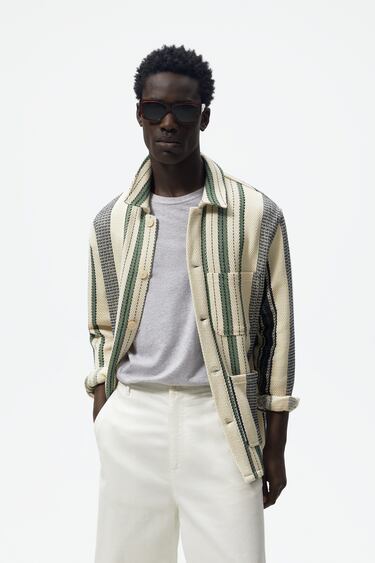 Image 0 of STRIPED TEXTURED OVERSHIRT from Zara