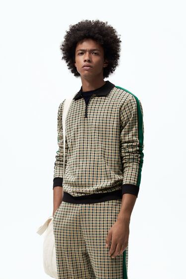 Image 0 of CHECK POLO SHIRT WITH ZIP from Zara