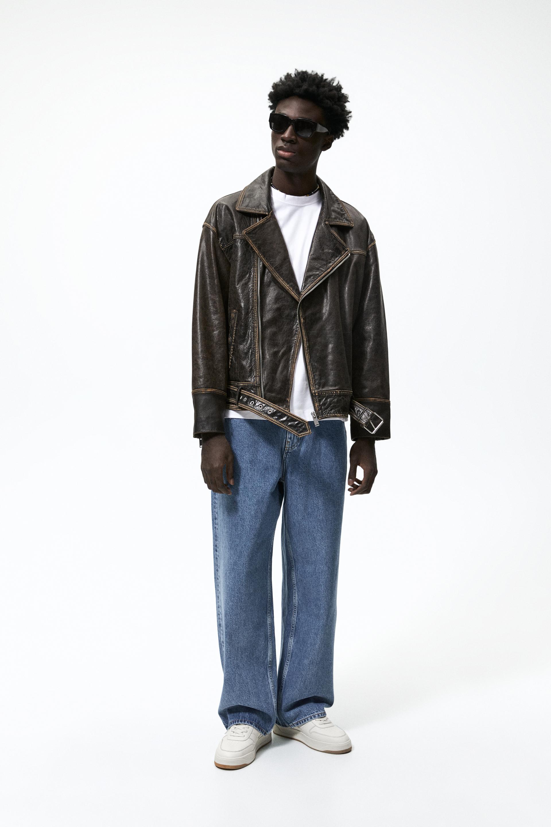 ヴィンテージ レザーライダースジャケット チャコールグレー Zara Japan 日本 ヴィンテージ レザーライダースジャケット チャコールグレー Zara Japan 日本