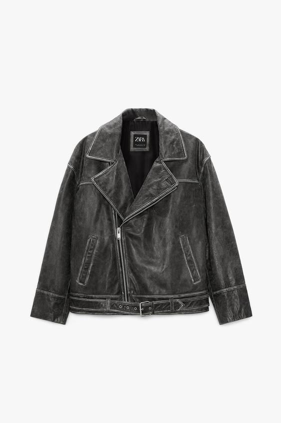 ヴィンテージ レザーライダースジャケット チャコールグレー Zara Japan 日本 ヴィンテージ レザーライダースジャケット チャコールグレー Zara Japan 日本