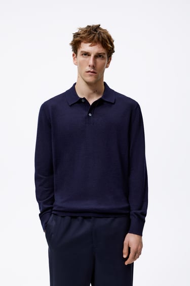 Image 0 of 100% WOOL KNIT POLO SWEATER from Zara