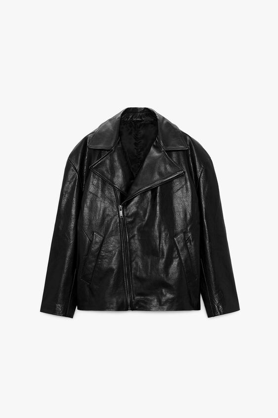 zara.com | Leather biker jacket