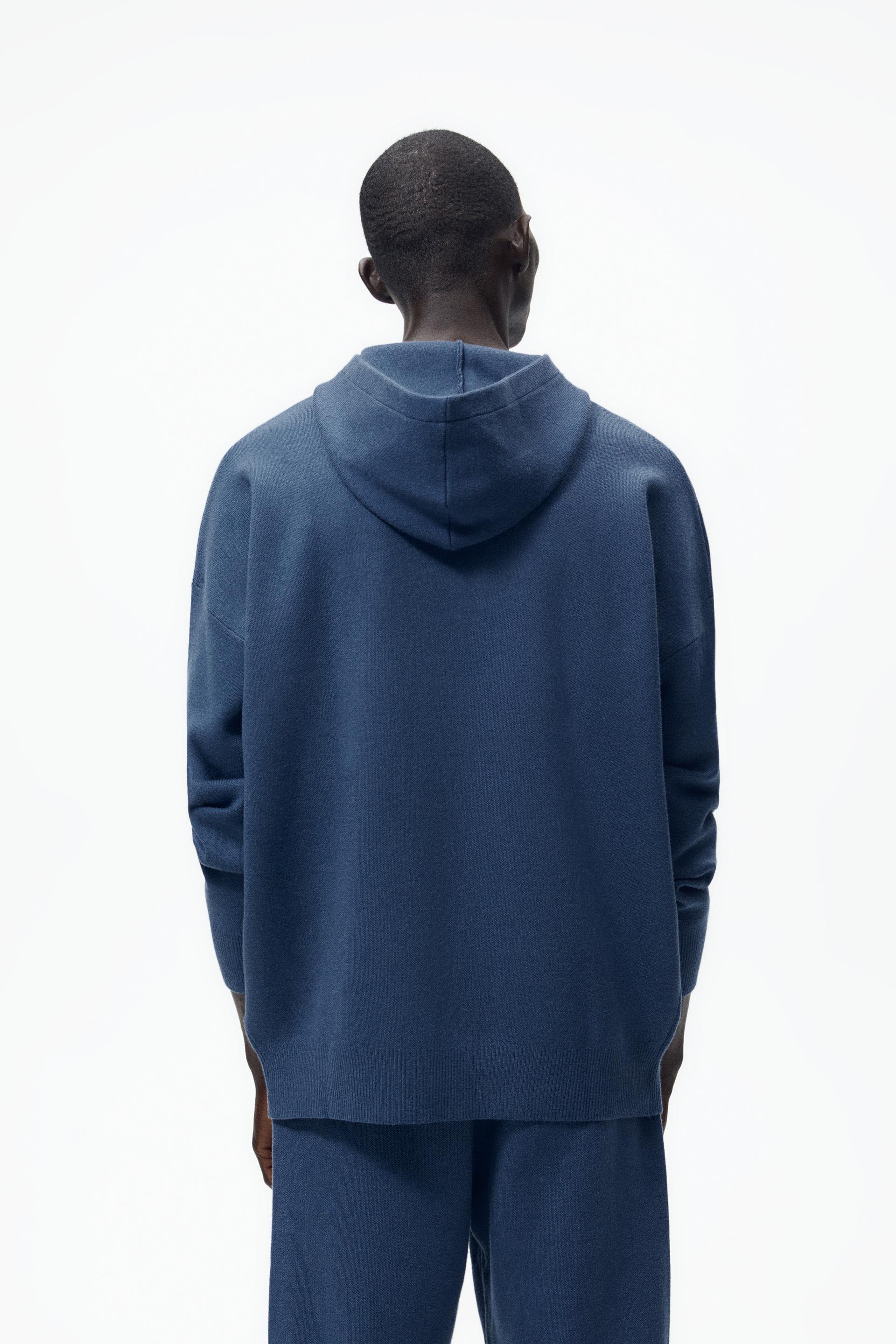 Zara - Hooded Knit Sweatshirt - Blue - Men