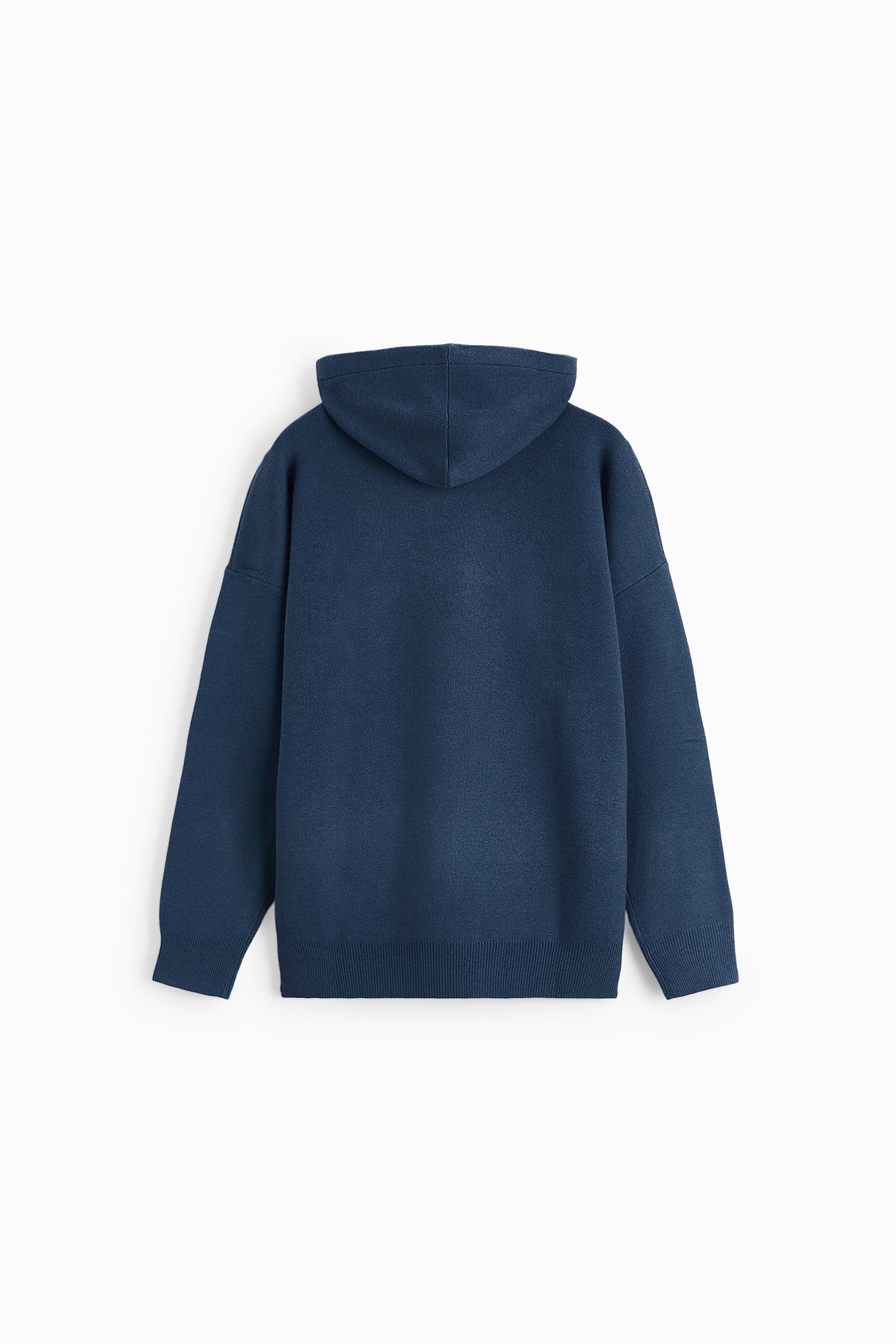 Zara - Hooded Knit Sweatshirt - Blue - Men