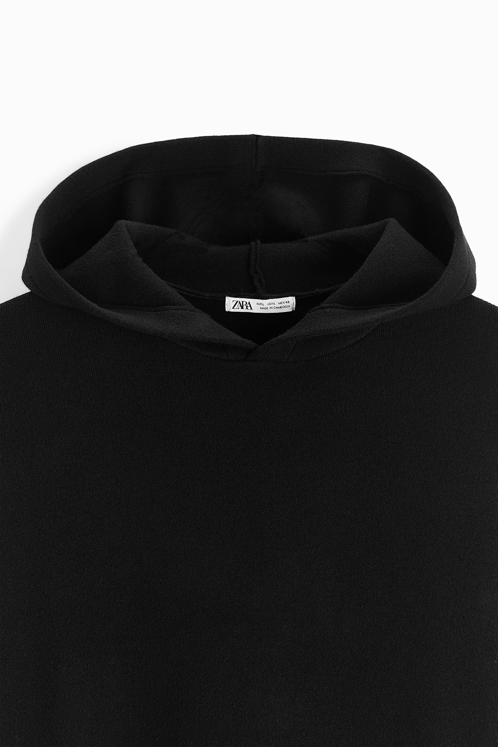 HOODED KNIT SWEATSHIRT - Black | ZARA 