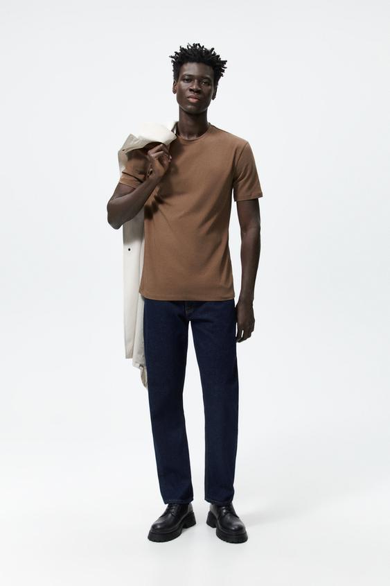 ベーシック スリムフィット tシャツ ダークゴールデンブラウン Zara Japan 日本 ベーシック スリムフィット tシャツ ダークゴールデンブラウン Zara Japan 日本