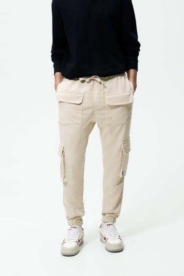 Image 0 of SOFT DENIM CARGO PANTS from Zara