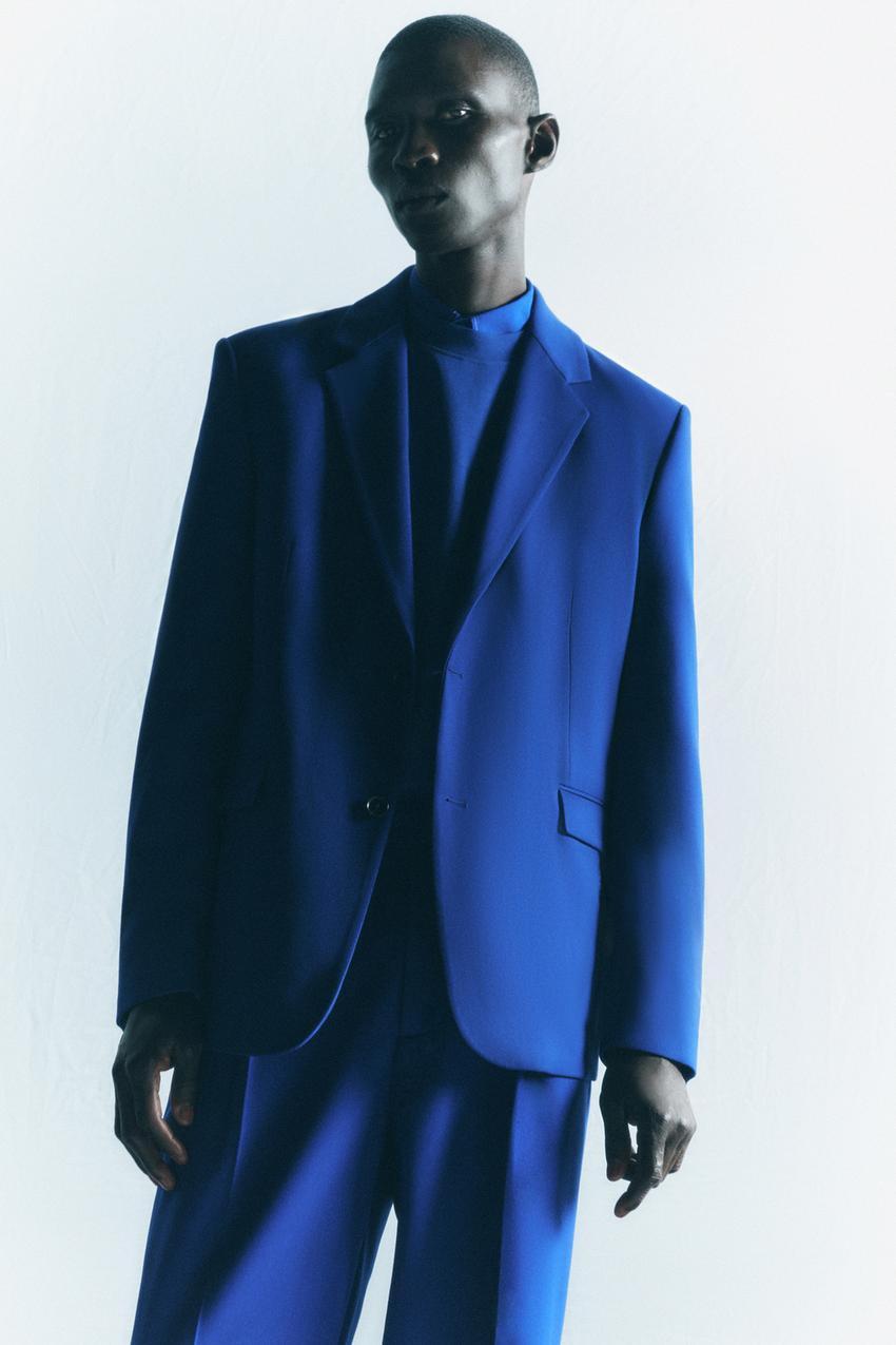 Zara blue tuxedo blazer Clearance