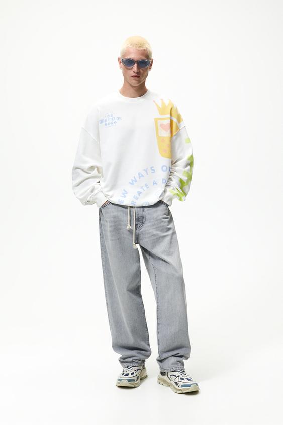 GRAPHIC PRINT SWEATSHIRT - White | ZARA South Africa