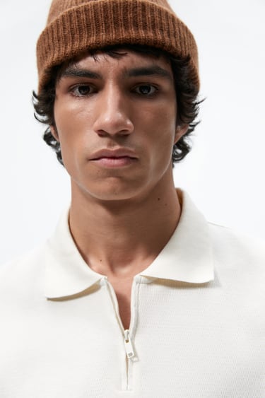 Image 0 of TEXTURED WEAVE POLO SHIRT WITH ZIP from Zara