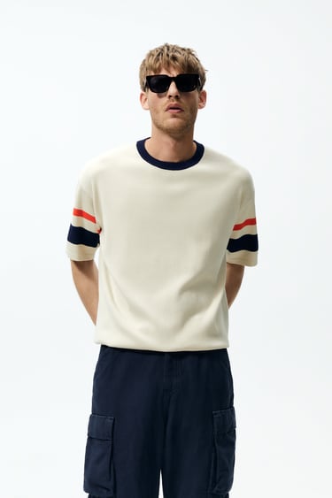 Image 0 of KNIT T-SHIRT WITH STRIPES from Zara