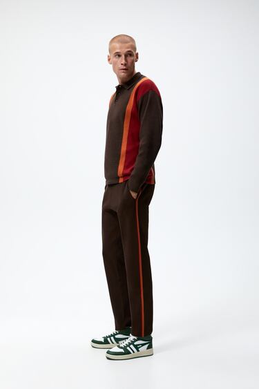 Image 0 of KNIT JOGGER TROUSERS WITH STRIPE from Zara