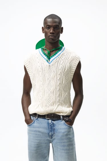 Image 0 of KNIT VEST WITH STRIPES from Zara