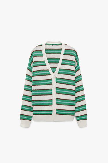 Image 0 of TEXTURED STRIPED CARDIGAN from Zara