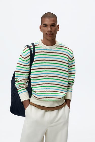 Image 0 of TEXTURED SWEATER WITH STRIPES from Zara