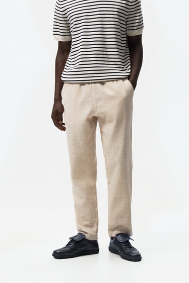 Image 0 of STRIPED JOGGER WAIST TROUSERS from Zara