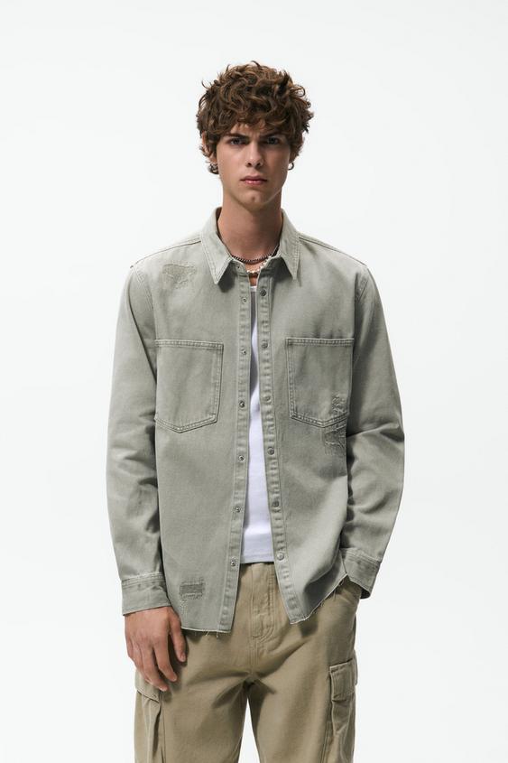 デニムシャツジャケット カーキ Zara Japan 日本 デニムシャツジャケット カーキ Zara Japan 日本