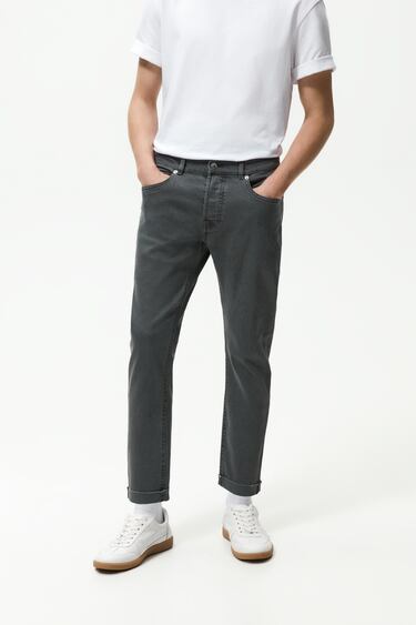 SLIM-FIT COLOURED TROUSERS