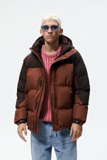 Image 0 of COLOUR BLOCK PUFFER JACKET from Zara