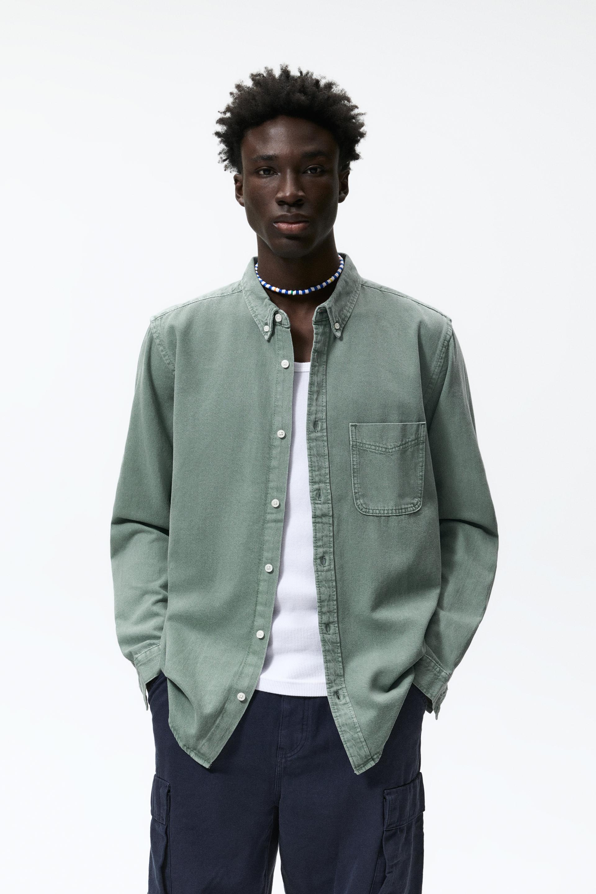 Zara man green shirt Clearance