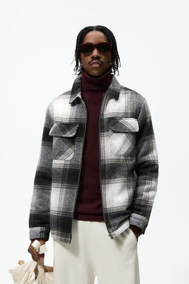 Image 0 of QUILTED CHECK OVERSHIRT from Zara