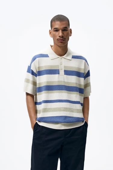 Image 0 of STRIPED KNIT POLO from Zara