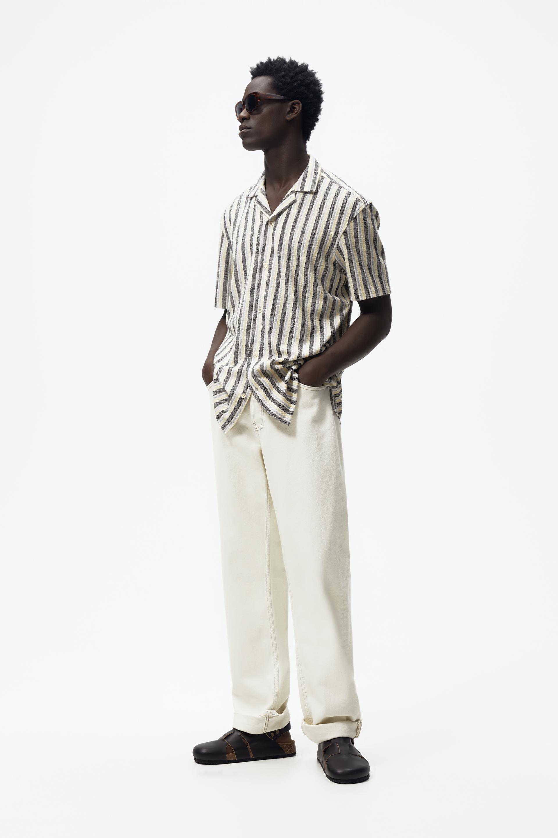 Striped shirt men zara Clearance