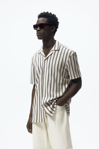 Image 0 of TEXTURED STRIPED SHIRT from Zara