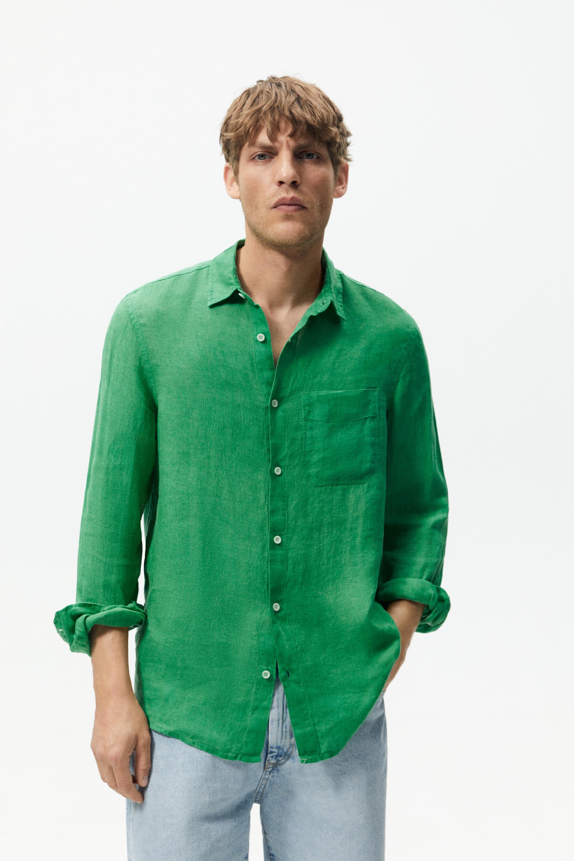 100% LINEN SHIRT - Mint | ZARA Spain