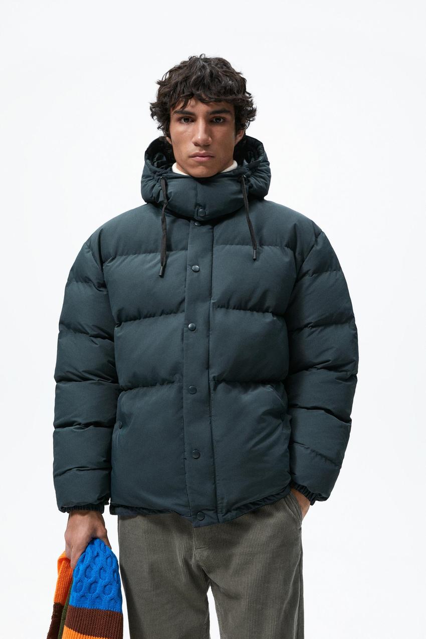 Zara puffer jacket fur hood Clearance