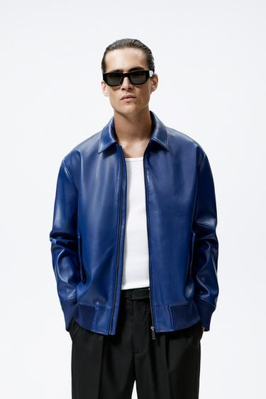 FAUX LEATHER BOMBER JACKET - Bluish | ZARA United Kingdom