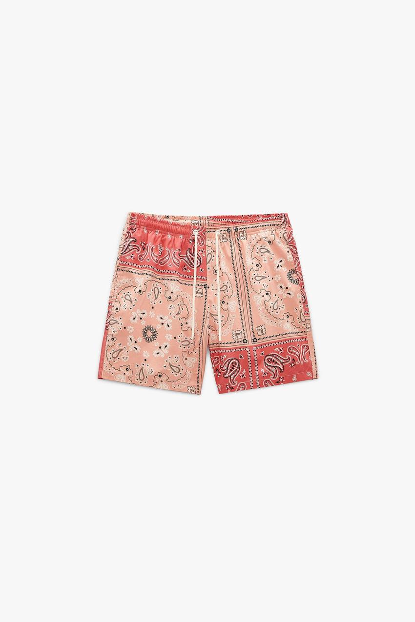 PAISLEY PRINT SWIMMING TRUNKS - Red | ZARA Angola