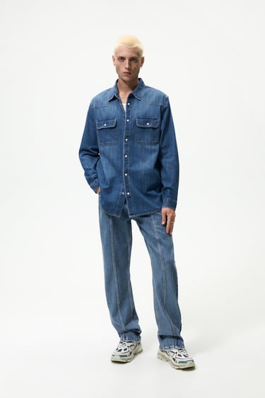 Image 0 of DENIM SHIRT WITH POCKETS from Zara